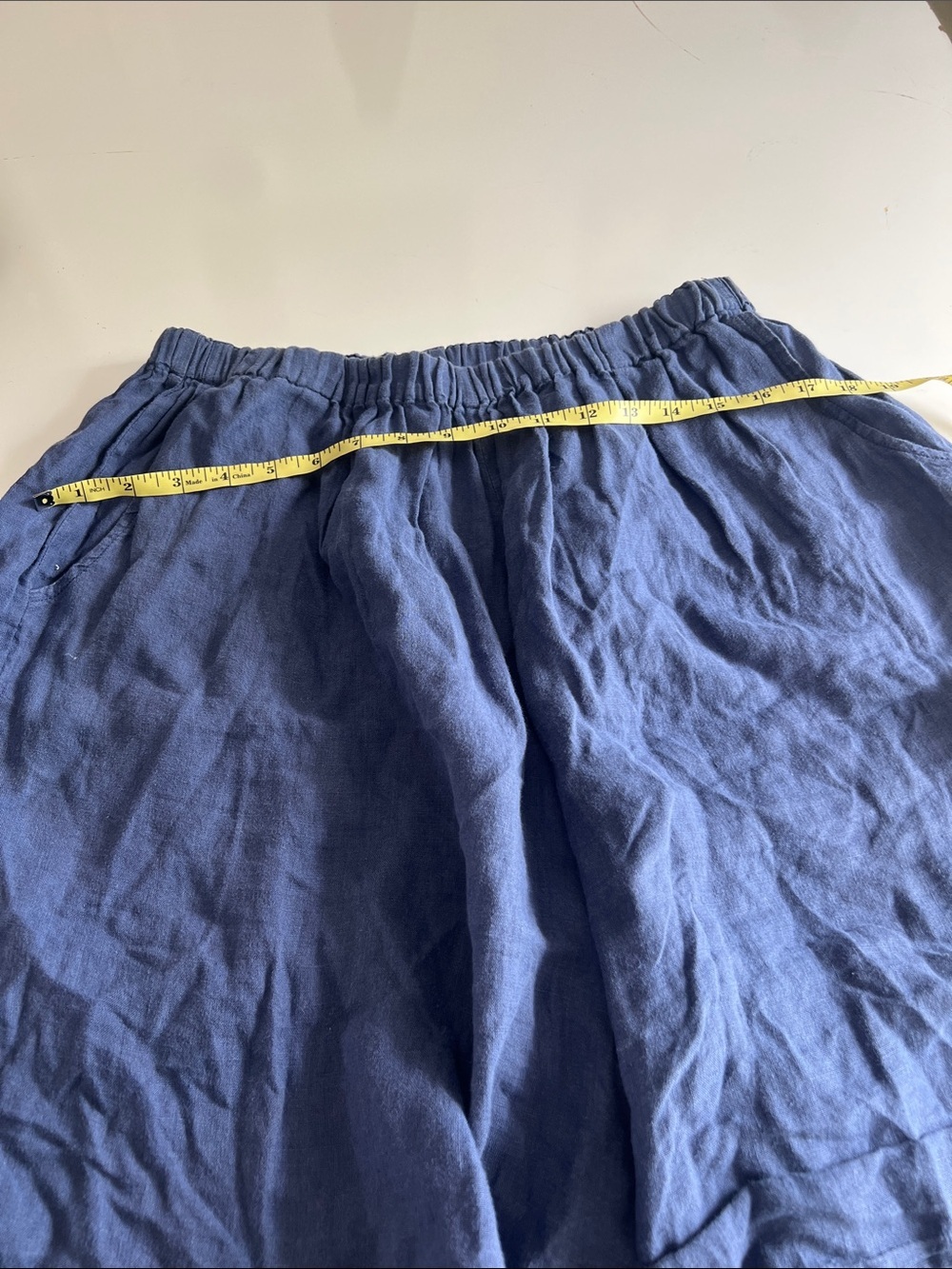 Flax Women's Elastic-Waist Blue Linen Shorts - Picture 4 of 6